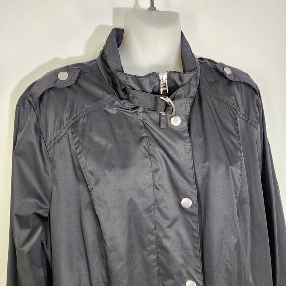 Chico's Womens Windbreaker Jacket Zip Snap Closure Lightweight Silver Hardware L - Picture 6 of 9